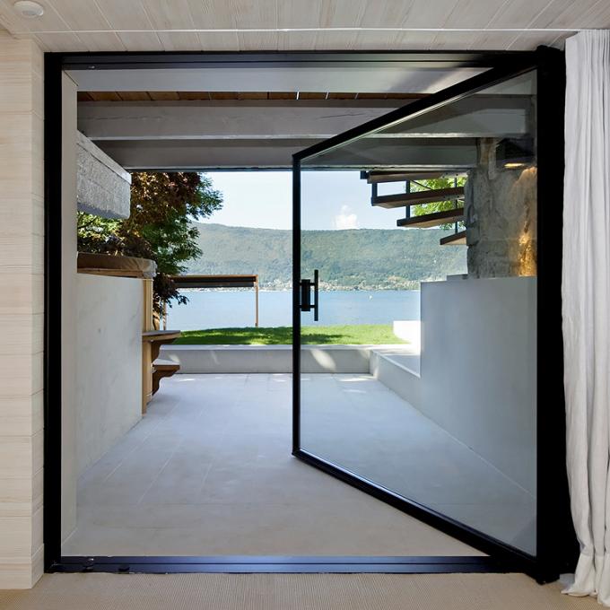 Villas Modern Interior Aluminium Pivoting Doors Front Entry Glass Pivot ...